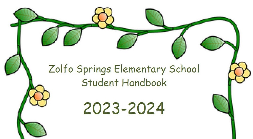 Zolfo Springs Elementary School Student Handbook 2023-2024 with leaf and flower border