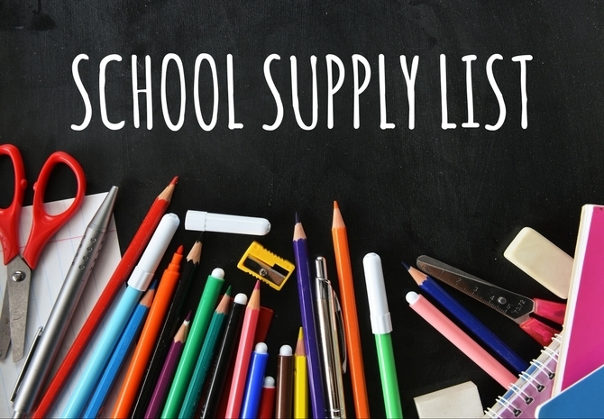 School Supply List Clipart